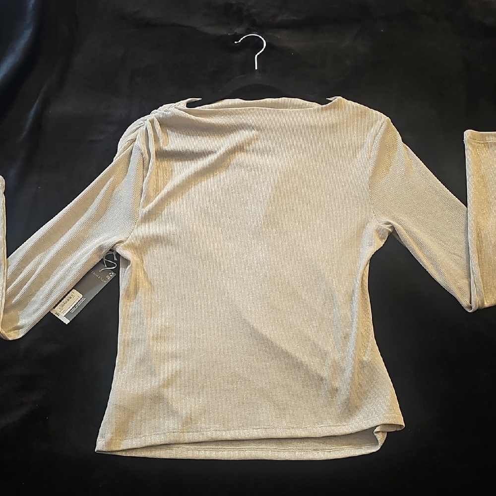 Worthington Ribbed Long-Sleeve Top in Light Cream